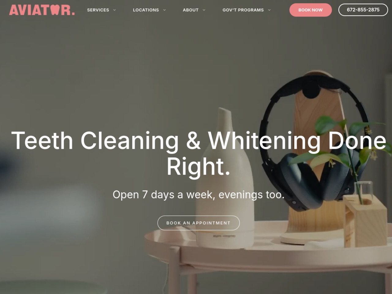Aviator Dental Hygiene website homepage